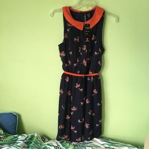 Navy bird print dress
